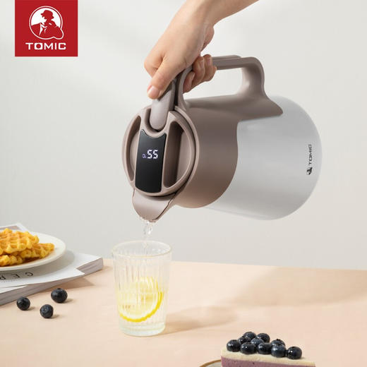 特美刻TOMIC智能保温壶316不锈钢家用暖壶按压式热水壶开水瓶防滑简约时尚保冷咖啡壶特美赢杯 TJ10011白色2L 商品图4