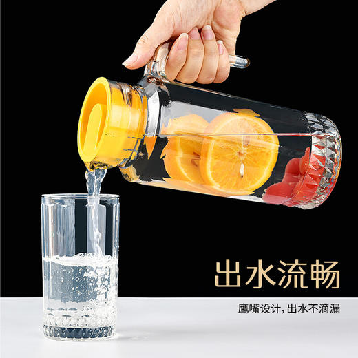 山重山 冷水壶 大容量玻璃杯套装花茶果汁杯热饮家用玻璃凉水壶水杯套装 一壶六杯 【顺丰】璀璨水壶+6只直杯 商品图1