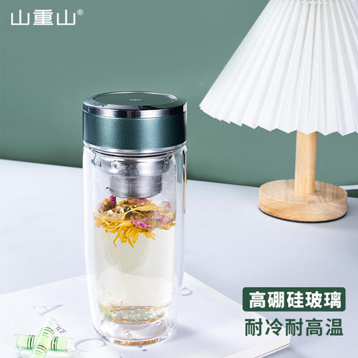 山重山玻璃杯双层耐热便携高档保温水杯女透明创意男士水晶泡茶茶水分离杯子 （圆通）双层随手杯320ml 商品图1