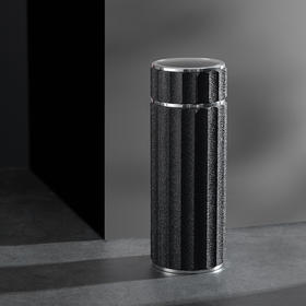 特美赢杯TOMIC罗马纹铸银保温杯男女高档商务泡茶杯银内胆水杯子TW60099黑色220ML