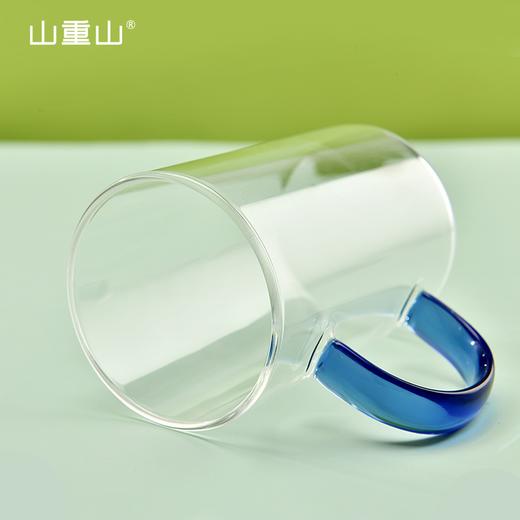 山重山玻璃杯水杯家用泡茶杯耐热高硼硅玻璃水杯六色把杯牛奶杯情侣杯 （圆通）蓝粉彩把2杯280ml 商品图7