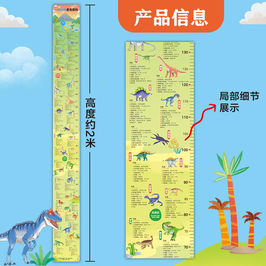 一分钟了解恐龙百科  2m超长身高贴挂图34张精美恐龙档案插图 商品图6