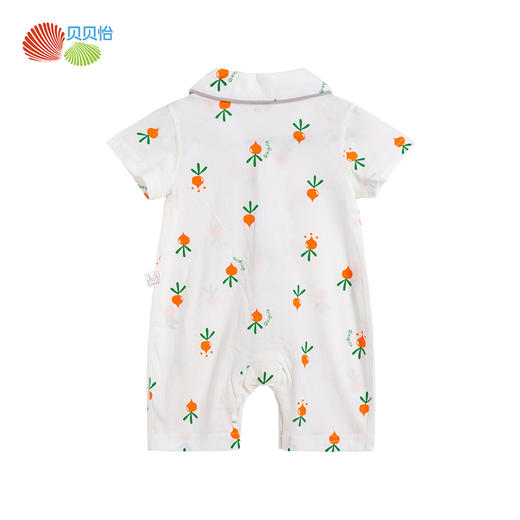 贝贝怡夏季新品女宝短袖前开扣连体衣可爱宝宝睡衣 商品图3