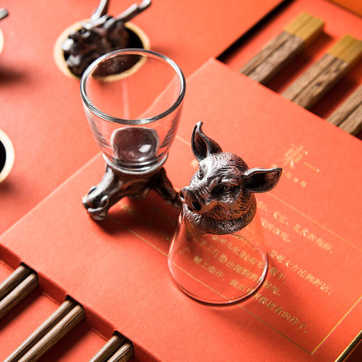清朴堂 高端红木筷子生肖白酒杯五人装 商品图3