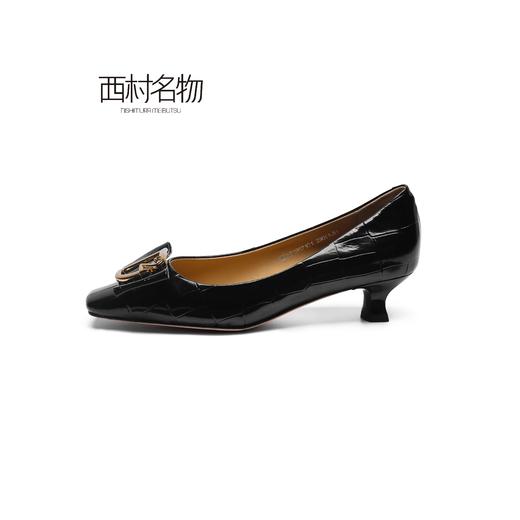 西村名物2022春季新款时尚细跟漆皮气质通勤性感中跟单鞋女X22AE19071 商品图1
