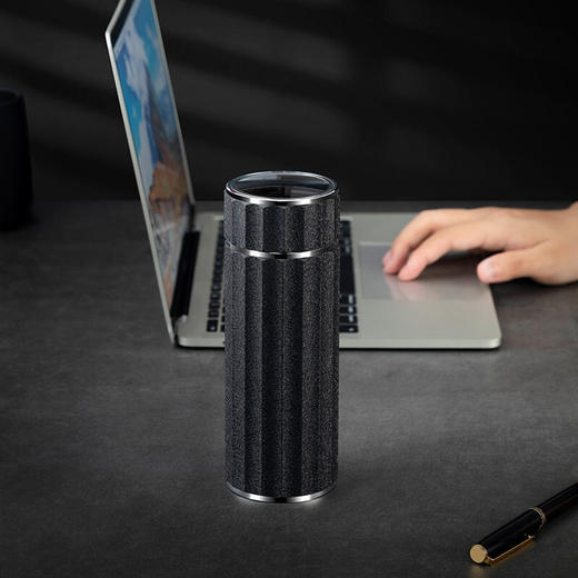 特美赢杯TOMIC罗马纹铸银保温杯男女高档商务泡茶杯银内胆水杯子TW60099黑色220ML 商品图2