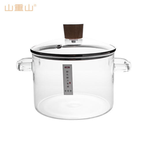 山重山家用炖锅加厚汤锅透明玻璃煲带盖碗婴儿辅食锅双耳高硼硅小奶锅泡面汤碗微波炉加热 1600ml双耳炖锅 商品图9