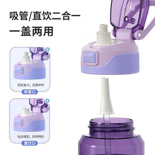 特美刻TOMIC大容量运动水杯便携耐高温塑料瓶夏健身吸管水壶男TA87005香芋紫1200ml 商品图2