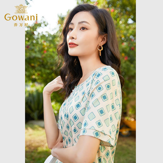 乔万尼真丝衬衫女新款重磅桑蚕丝高端短袖上衣EF2C308 商品图4