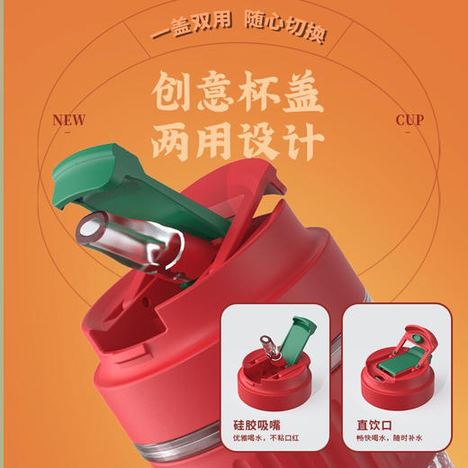 特美刻（TOMIC）敦煌联名玻璃水杯手持咖啡杯男女学生背带便携吸管杯随手茶水杯子 TG82028 乐舞绯红 商品图1