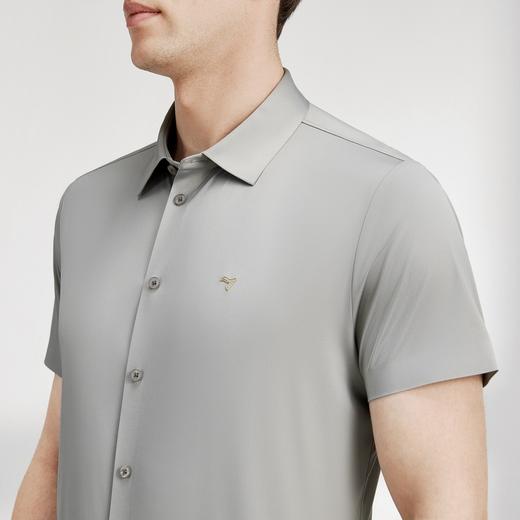 【针织衬衫】柒牌格子衬衫男夏季休闲时尚翻领弹力短袖衬衣潮	122A70250 商品图2