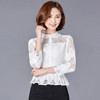 AHM-sscl1037新款时尚优雅气质立领长袖镂空蕾丝打底衫 商品缩略图1