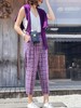 TYNVIE插袋9分萝卜裤-紫格纹 商品缩略图8