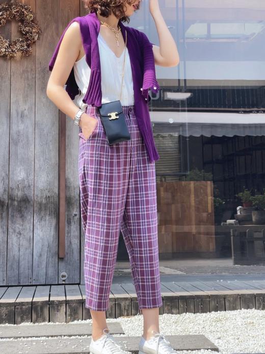 TYNVIE插袋9分萝卜裤-紫格纹 商品图8