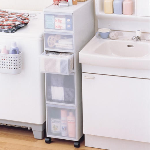 【6F】利快 抽屉式收纳柜日本进口like-it夹缝柜可移动带轮储物柜 三层255*465*830（外露轮）MS30 商品图4