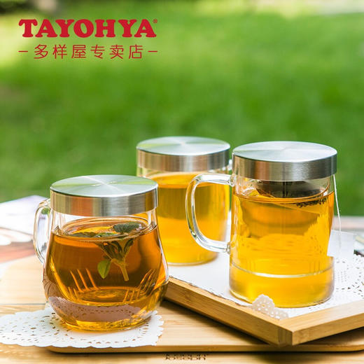 【6F】多样屋茶杯单层玻璃水杯带手柄 家用带盖茶水分离杯 有茶隔过滤杯子 高硼硅玻璃杯 商品图0