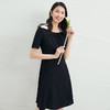EITIE爱特爱夏季新款通勤短袖显瘦一字领黑色a字连衣裙B2207918 商品缩略图0