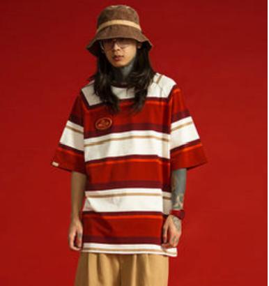 OSCI/OSC0178朝日红白条纹短袖t 商品图0