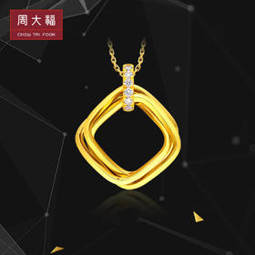 周大福17916系列方式复古双环22K金镶钻项链CE63555