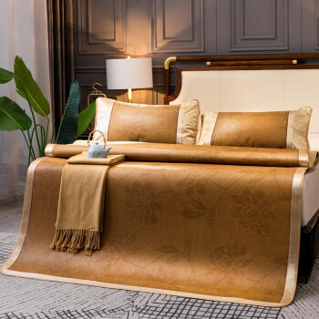 南极人 凉席 密藤席三件套 夏凉席空调席子 可折叠凉席 水中花 1.5米床 /家纺 /床上用品 /草席/藤席 商品图4