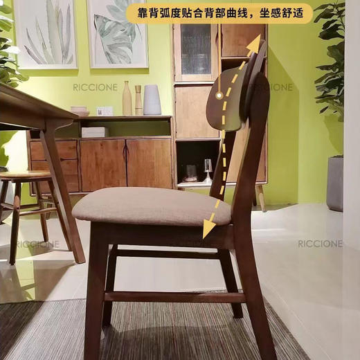 RICCIONE 瑞吉欧 实木布艺餐椅两张FJ 2625 商品图2
