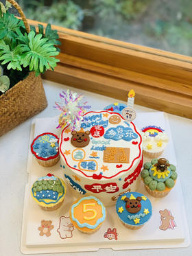 小清新六寸蛋糕加十个纸杯蛋糕    x下单前请仔细阅读商品详情