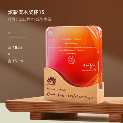 实木质水晶奖杯定制定做创意刻字企业冠军比赛颁奖制作纪念品奖牌 商品图1