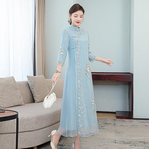 宽松中国风，复古茶服女装唐装旗袍改良版连衣裙 AHM-mdnz5570 商品图3