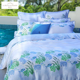 馨亭 家纺新品天丝双面海洋鱼兰精莱赛尔四件套冰丝裸睡亲肤海洋