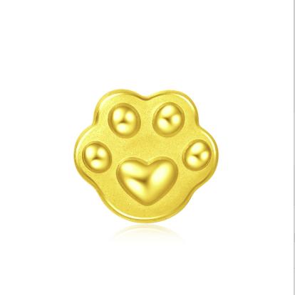 周大福咚咚仔与咕咕喵系列【抓住幸福】足金黄金转运珠（不配绳）R28853 商品图1