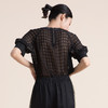 谜底2022夏季新简约复古图案刺绣圆领雪纺短袖上衣女222MS0555 商品缩略图2