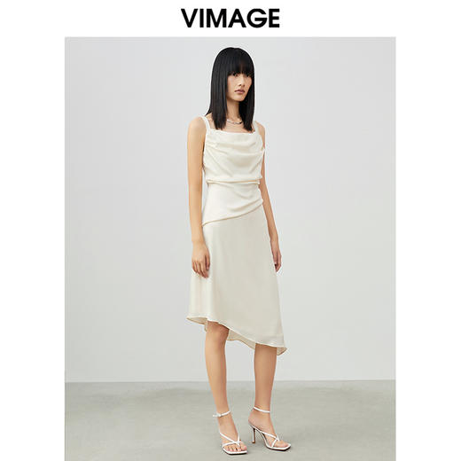 VIMAGE/纬漫纪夏季新款性感吊带露背不规则裙摆连衣裙V1707327 商品图1