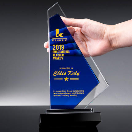 帆船奖杯定制风雨同舟蓝色水晶奖杯创意刻字水上运动颁奖礼品制作 商品图1