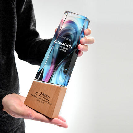 创意水晶奖杯定制木质内雕奖牌授权牌活动比赛企业员工颁奖奖杯 商品图1