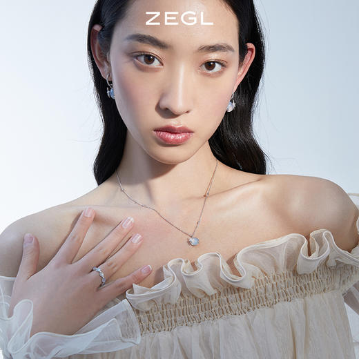 ZEGL设计师月光倾城系列925纯银四芒星项链女生小众猫眼石锁骨链 商品图2
