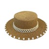 赫本风帽子海边珍珠草编草帽遮阳帽复古网红平顶礼帽 商品缩略图4