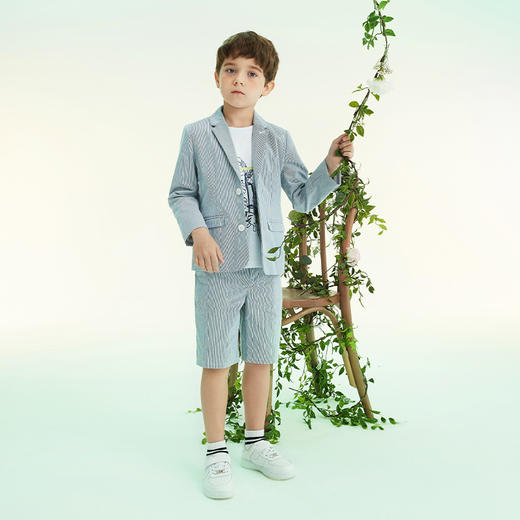 mettekids男童套装外套2022春秋新款男孩小西装洋气短裤儿童上衣 商品图1