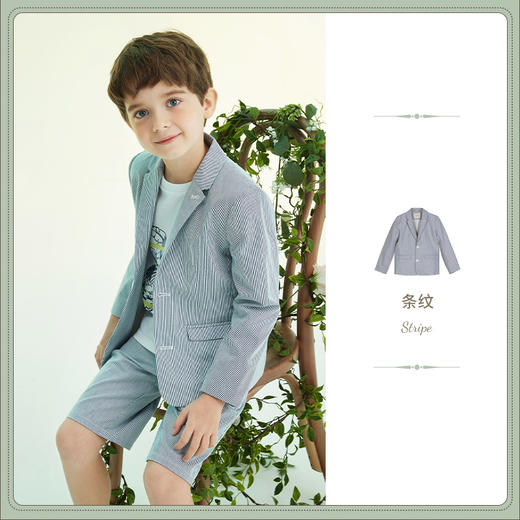 mettekids男童套装外套2022春秋新款男孩小西装洋气短裤儿童上衣 商品图8