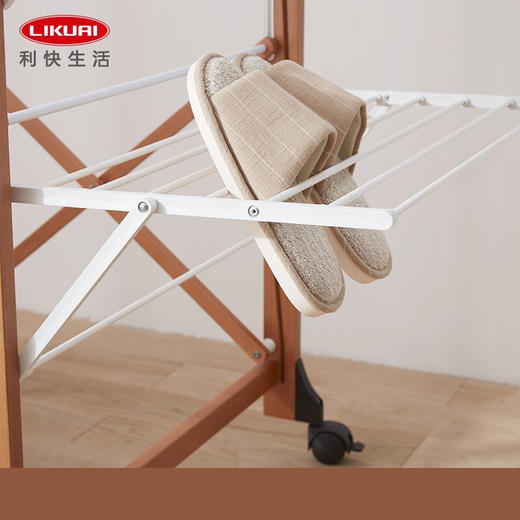 【6F】利快实木落地式晾衣架意大利进口arit纵向可折叠家用双层木质晒衣架30M 商品图5