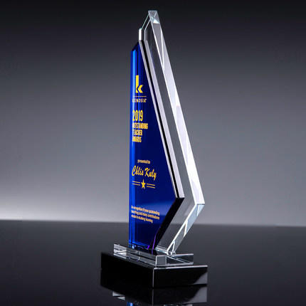 帆船奖杯定制风雨同舟蓝色水晶奖杯创意刻字水上运动颁奖礼品制作 商品图3