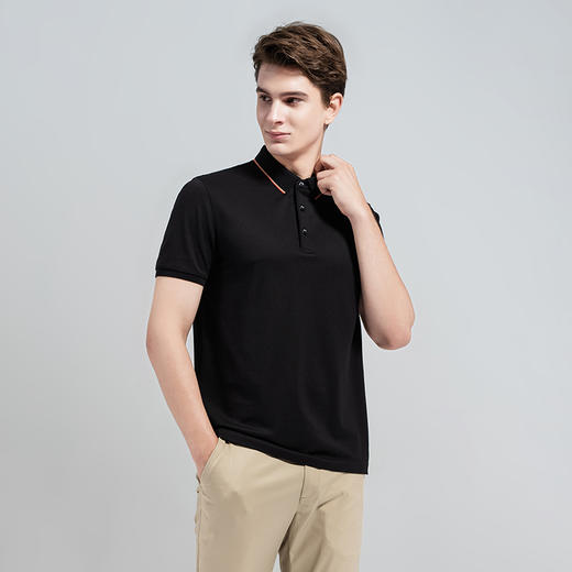 GOOD LUCK/德鲨棉桑蚕丝混纺凉感舒适简约polo衫短袖T恤BY13120-810 商品图2