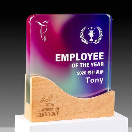 实木质水晶奖杯定制定做创意刻字企业冠军比赛颁奖制作纪念品奖牌 商品图5