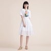 谜底2022夏季新款时髦通勤舒适拼接收腰圆领短袖连衣裙222ML0617 商品缩略图0