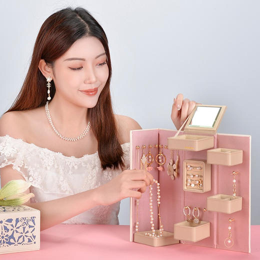 【6F】多样屋首饰盒收纳盒双开中式雕花耳钉环项链戒指盒婚庆新娘生日礼物 商品图6