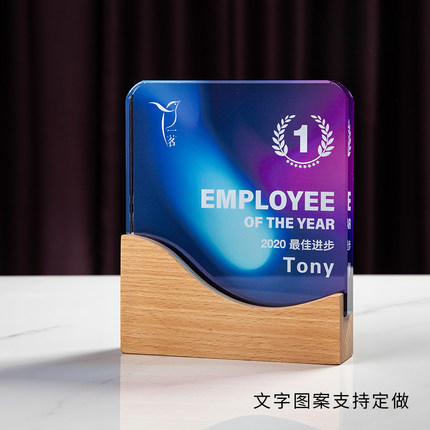实木质水晶奖杯定制定做创意刻字企业冠军比赛颁奖制作纪念品奖牌 商品图4