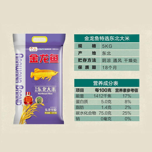 【自营】金龙鱼特选东北大米5kg 商品图3