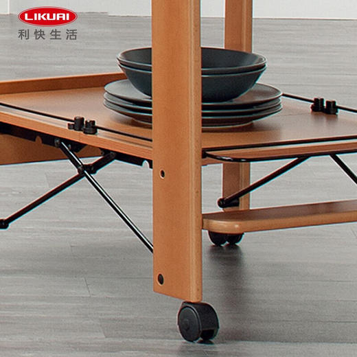 【6F】利快 木质双层推车餐车福帕FOPPA意大利进口实木厨房置物架多功能收纳架 商品图3