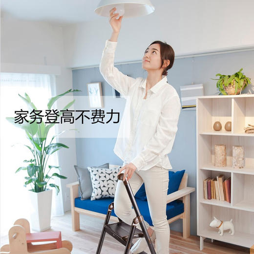 【6F】利快 可折叠铝合金手扶梯子单侧梯日本长谷川家用三步梯 棕色 商品图4