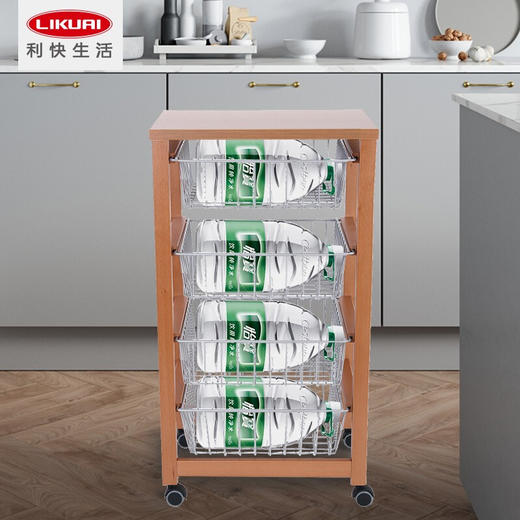 【6F】利快实木果蔬置物架意大利进口arit木质收纳架厨房水果蔬菜置物架收纳车可移动推车 商品图4