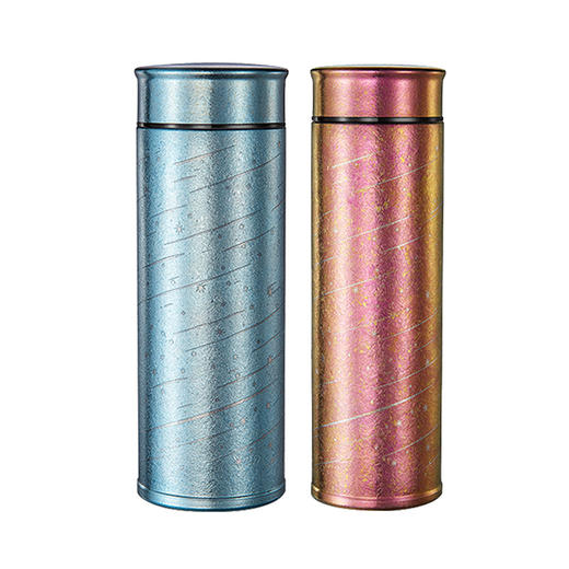 TAIC太可纯钛超轻星光系列保温杯400ml瀚海蓝+300ml枫叶红(两件套) 商品图0